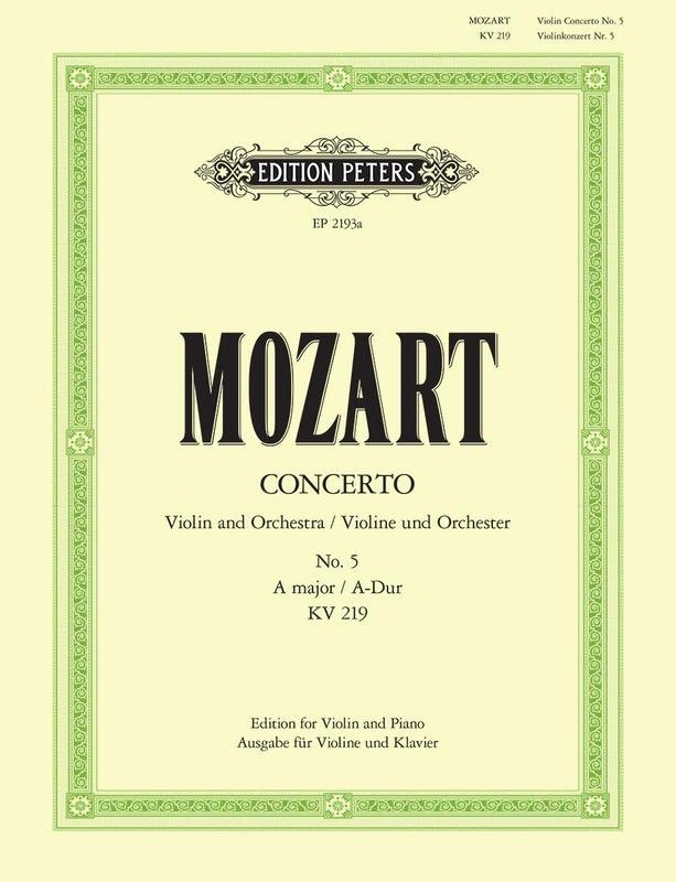 Mozart - Concerto No. 5 In A K. 219 - Violin - Peters EP2193A