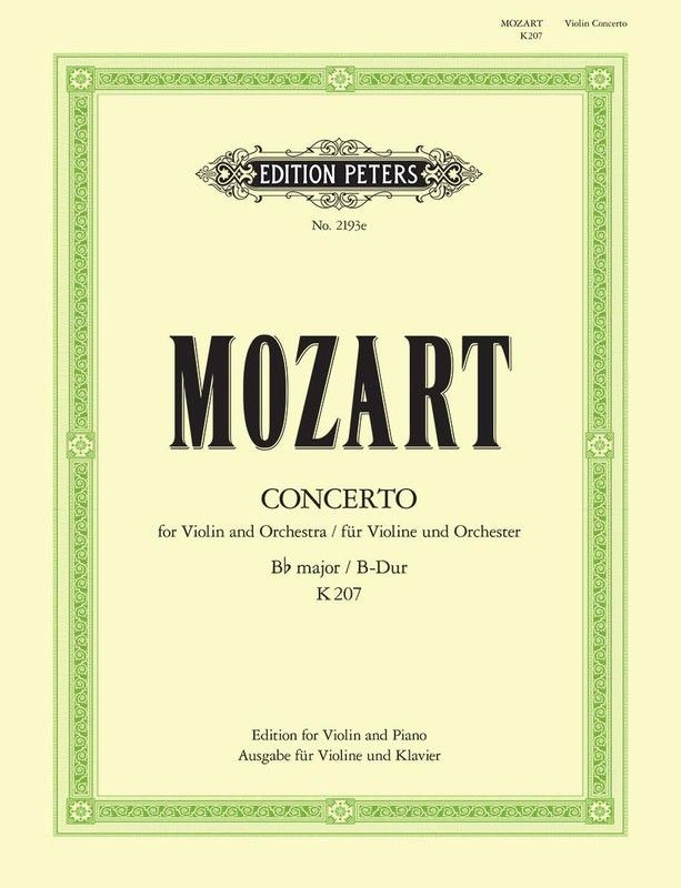 Mozart - Concerto No. 1 In B Flat K. 207 - Violin - Peters EP2193E