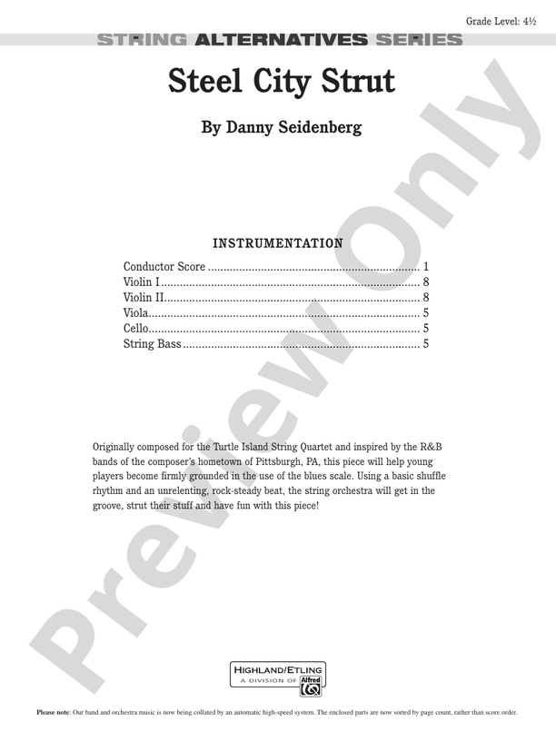 Steel City Strut – String Orchestra Conductor Score & Parts (Digital Download)