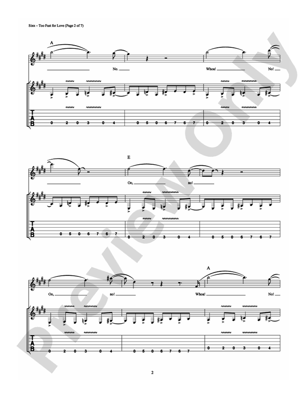 Too Fast for Love - Guitar TAB (Digital Download)