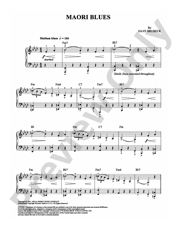 Maori Blues - Piano (Digital Download)