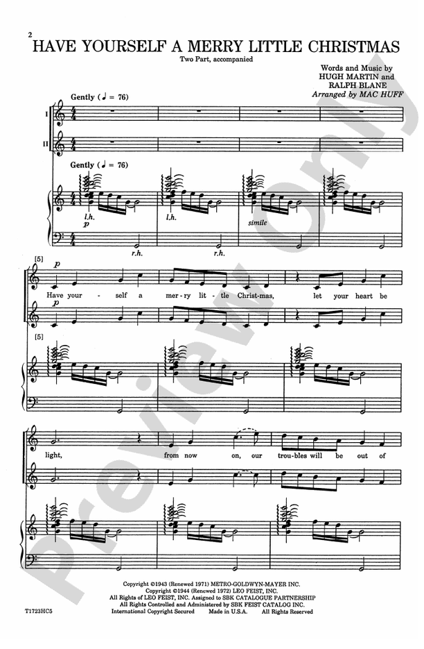Have Yourself a Merry Little Christmas – 2-Part Choral Octavo (Digital Download)