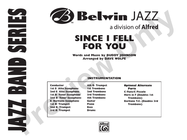 Since I Fell for You - Jazz Ensemble Conductor Score & Parts(Digital Download)