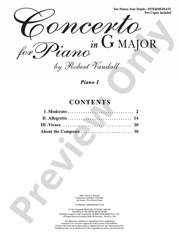 Concerto in G Major - 2 Pianos, 4 Hands (Digital Download)