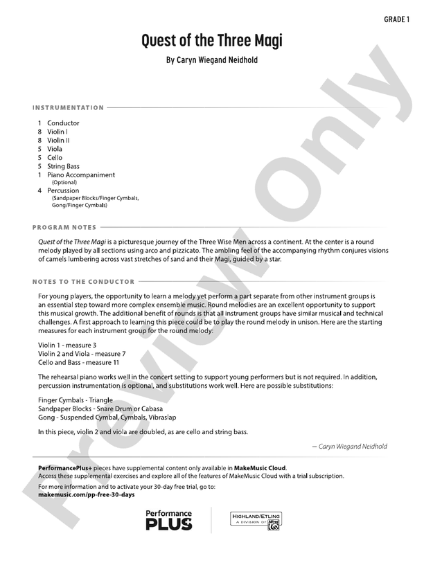 Quest of the Three Magi – String Orchestra Conductor Score & Parts (Digital Download)