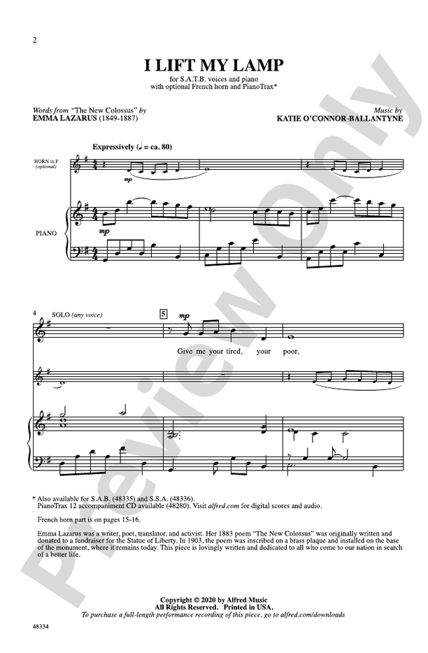 I Lift My Lamp – SATB Choral Octavo (Digital Download)