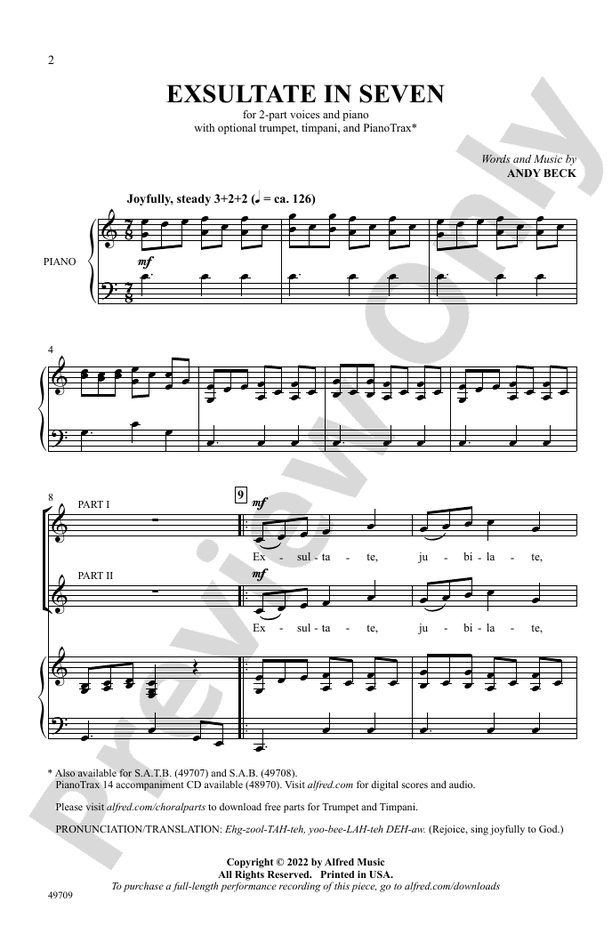 Exsultate in Seven - 2 Part Treble Choral Octavo (Digital Download)