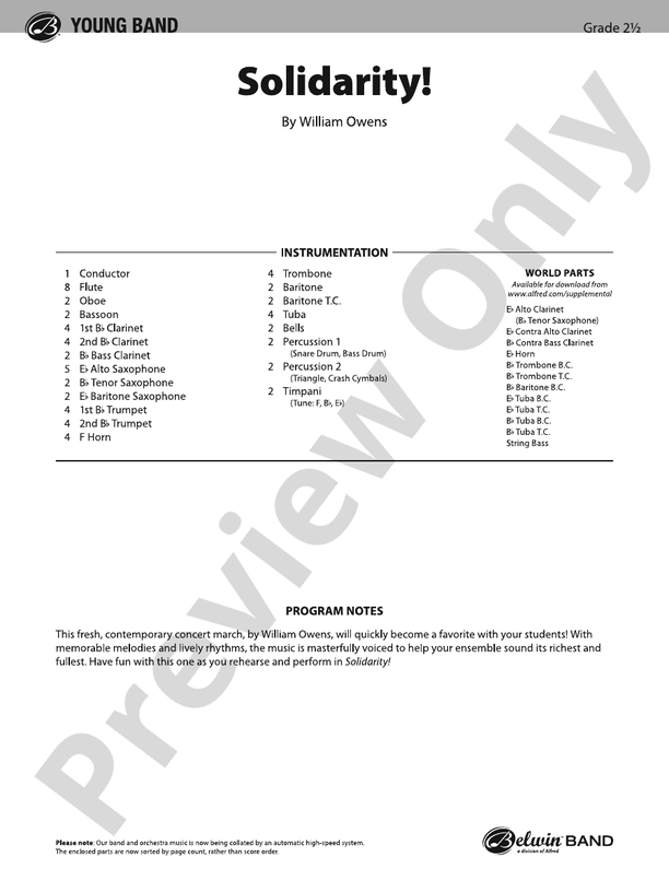 Solidarity! - Concert Band Conductor Score & Parts(Digital Download)