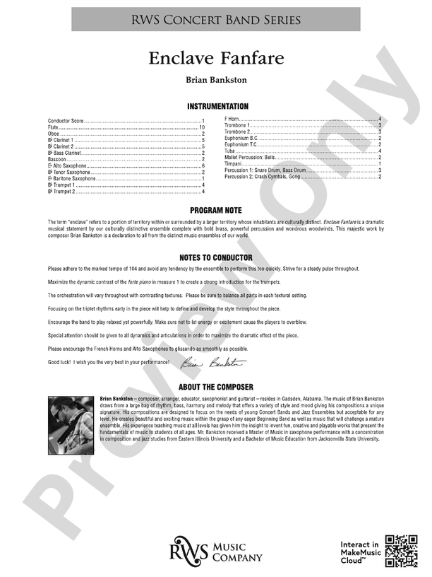 Enclave Fanfare - Concert Band Conductor Score & Parts (Digital Download)