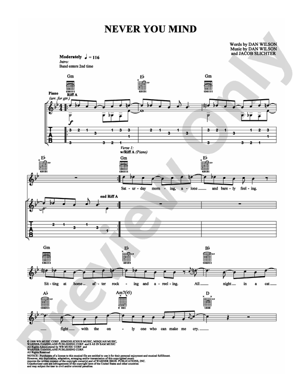 Never You Mind - Guitar TAB (Digital Download)