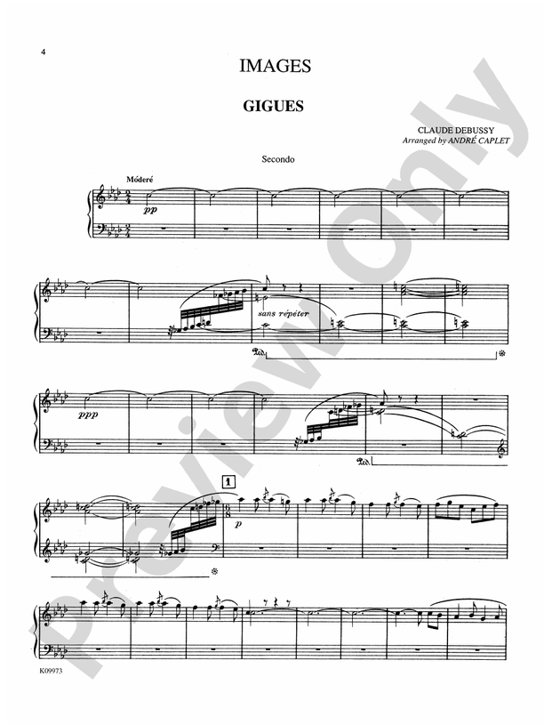 Debussy - Images (Volume I) (Transcr. Caplet) - 1 Piano, 4 Hands (Digital Download)