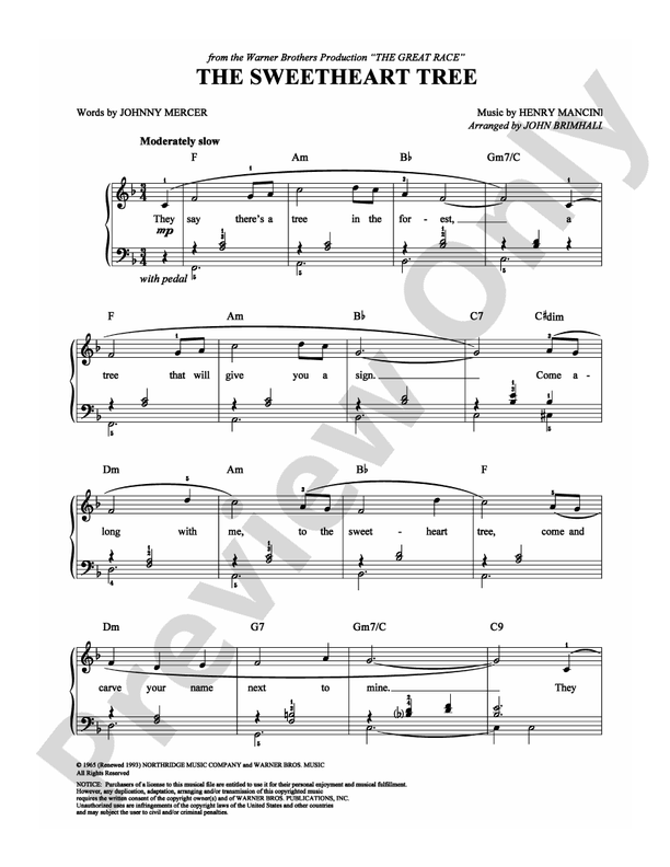 The Sweetheart Tree - Arr. John Brimhall - Easy Piano (Digital Download)