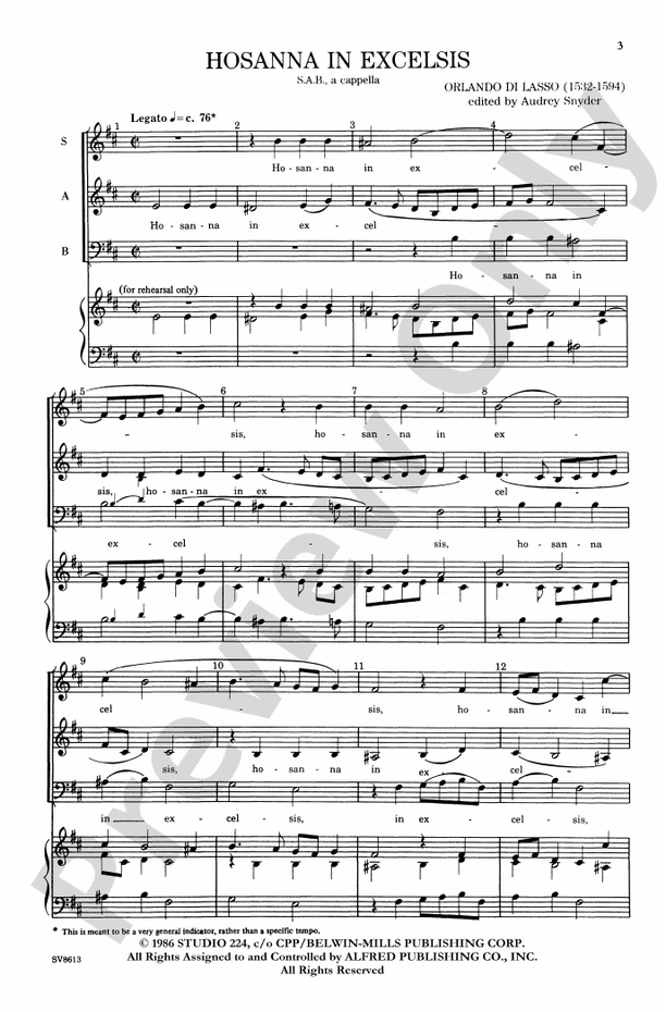 Hosanna in Excelsis – SAB Choral Octavo (Digital Download)