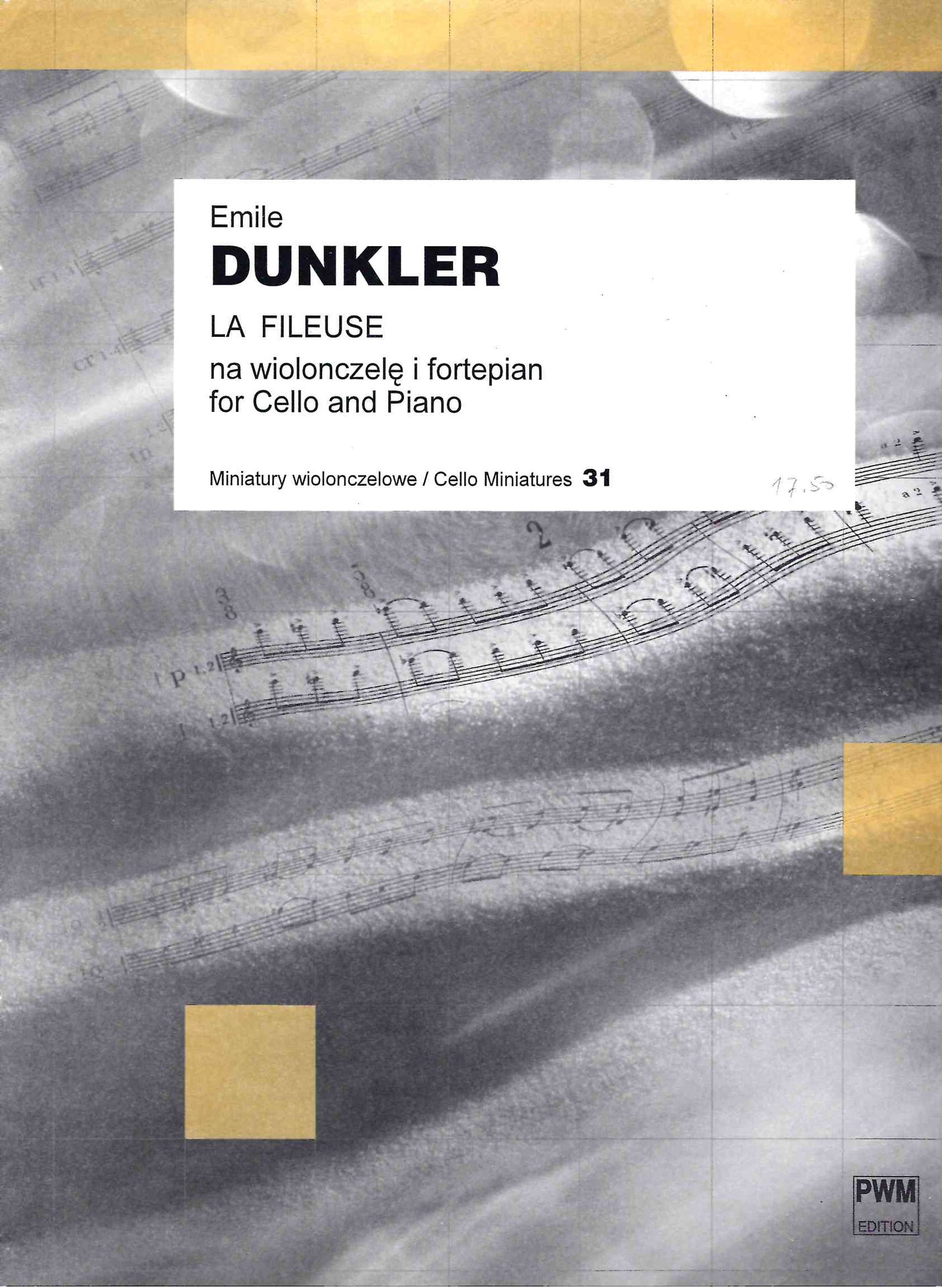 Dunkler - La Fileuse Op15 - Cello/Piano Accompaniment PWM9230