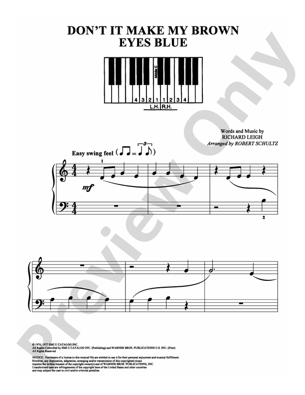 Don't It Make My Brown Eyes Blue - Arr. Robert Schultz - Easy Piano (Digital Download)