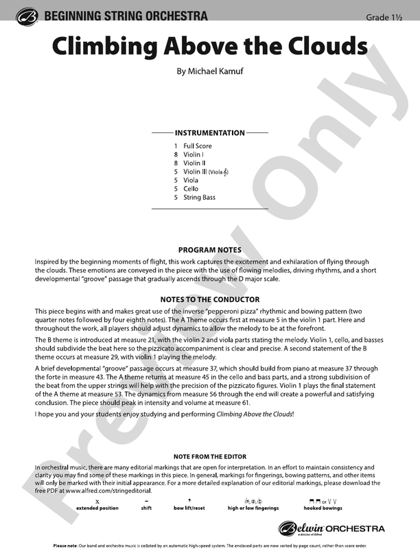 Climbing Above the Clouds – String Orchestra Conductor Score & Parts (Digital Download)