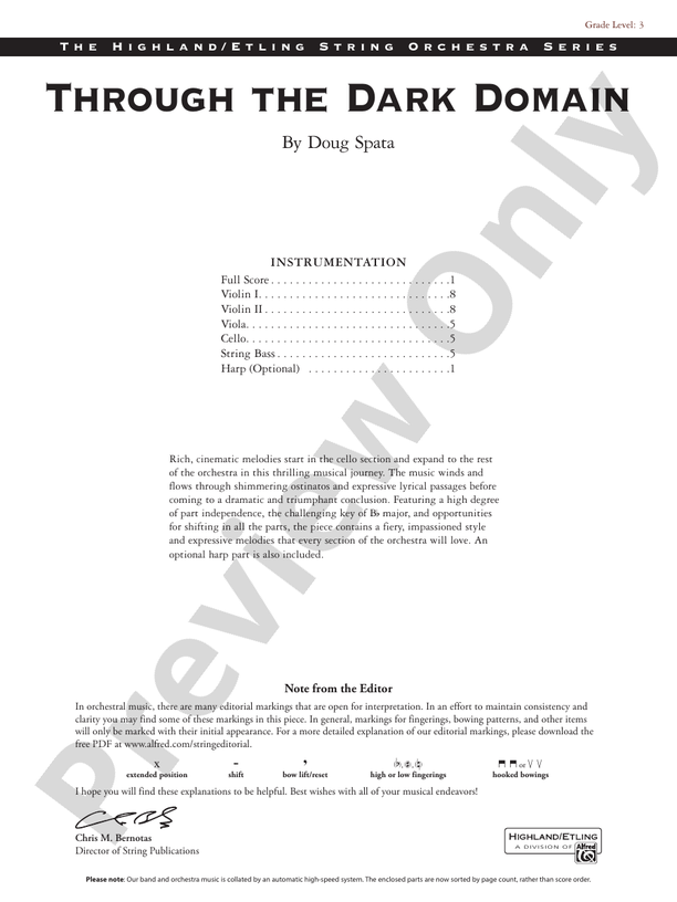 Through the Dark Domain - String Orchestra Conductor Score & Parts (Digital Download)