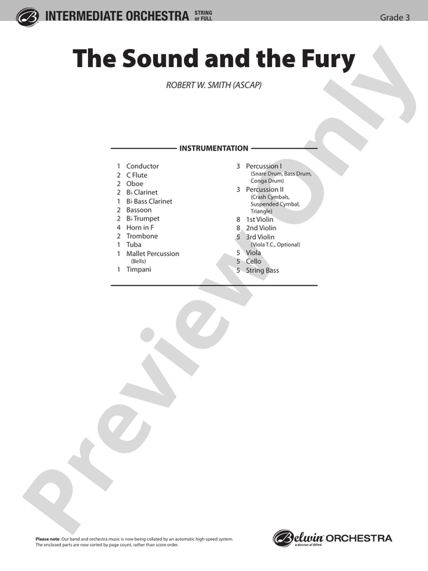 The Sound and the Fury – Ful Orchestra Conductor Score & Parts (Digital Download)