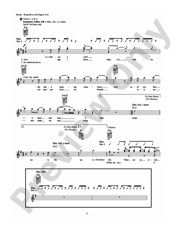 Bring Me to Life - Guitar TAB (Digital Download)