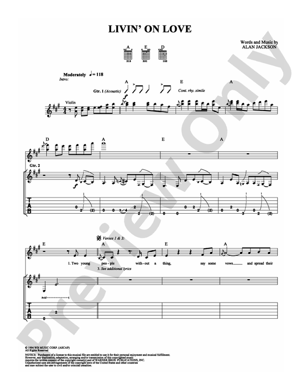 Livin' On Love - Guitar TAB (Digital Download)