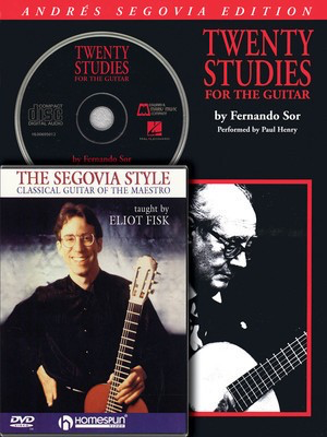 Segovia Guitar Bundle Pack - Includes Segovia 20 Studies for the Guitar (Book/CD) and The Segovia Sty - Fernando Sor - Classical Guitar Homespun /CD/DVD