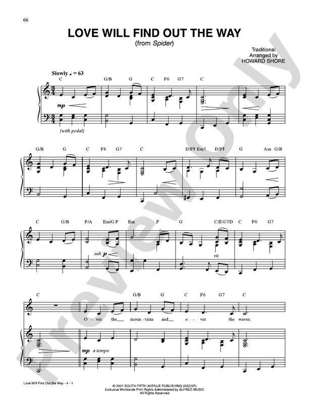 Love Will Find Out the Way - Howard Shore - PVG (Digital Download)