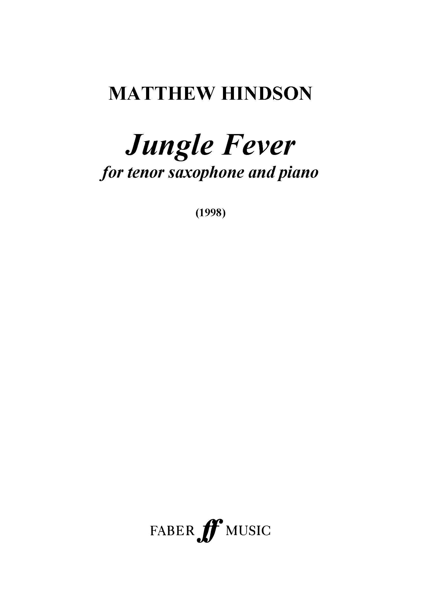 Jungle Fever - Tenor Saxophone/Piano Accompaniment (Digital Download)