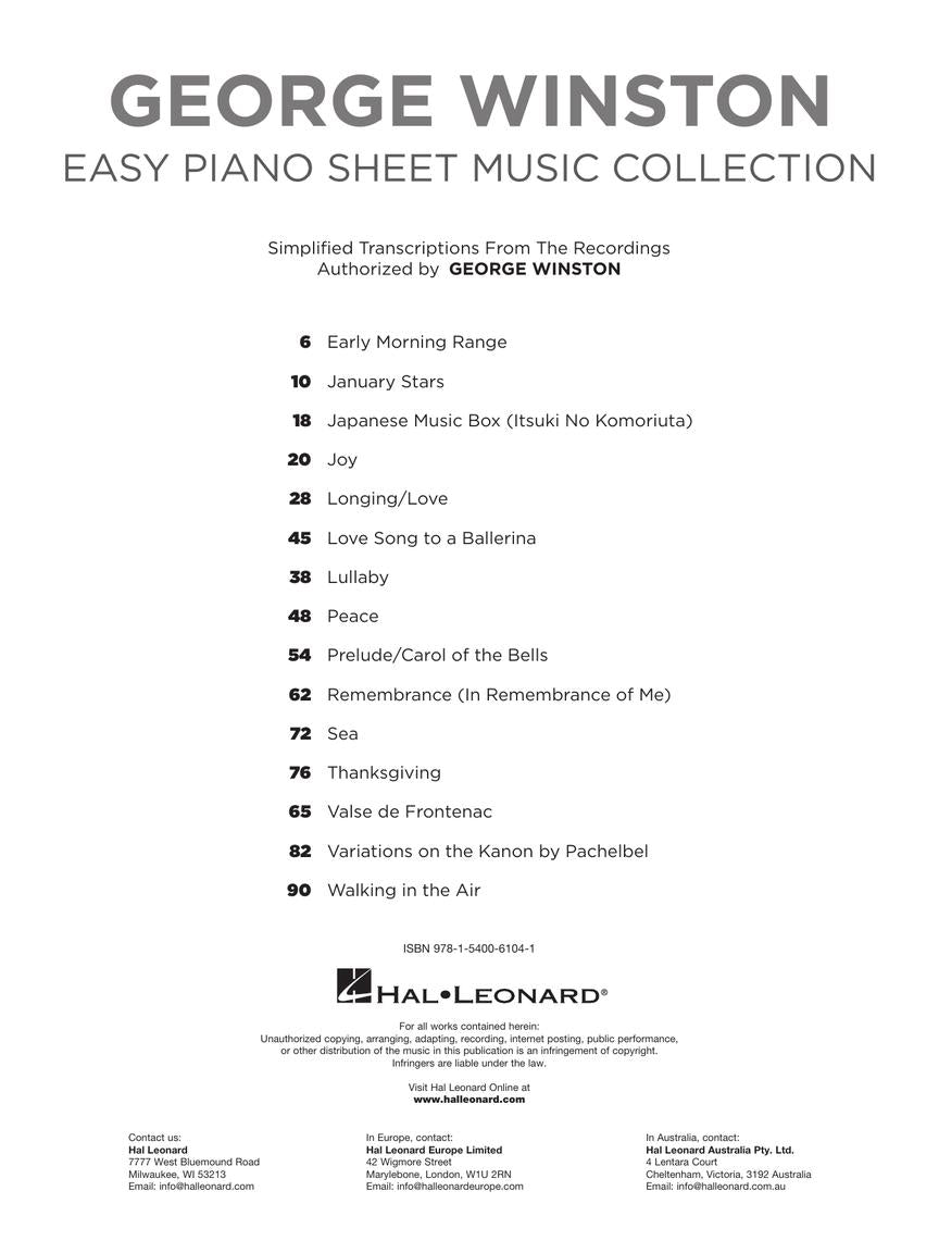 George Winston - Easy Piano Sheet Music Collection - Piano Solo Hal Leonard 299654