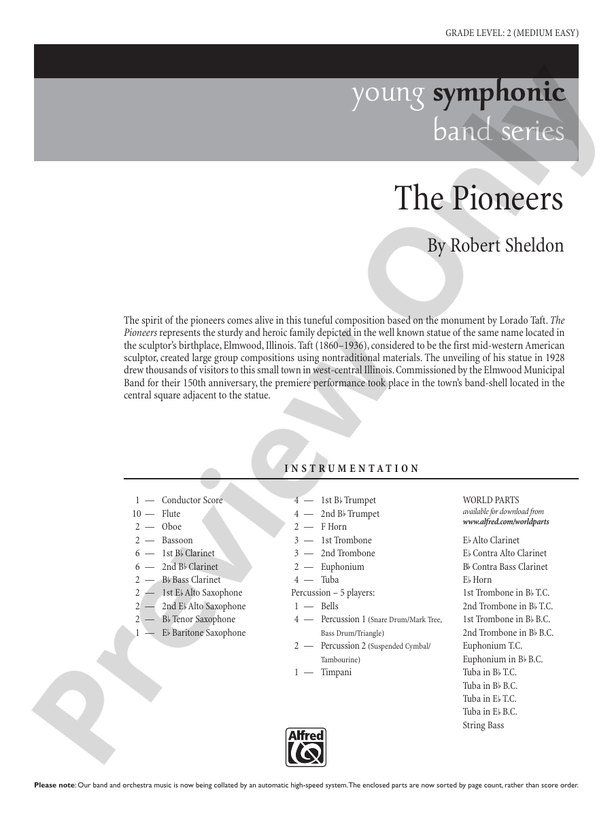 The Pioneers - Concert Band Conductor Score & Parts (Digital Download)
