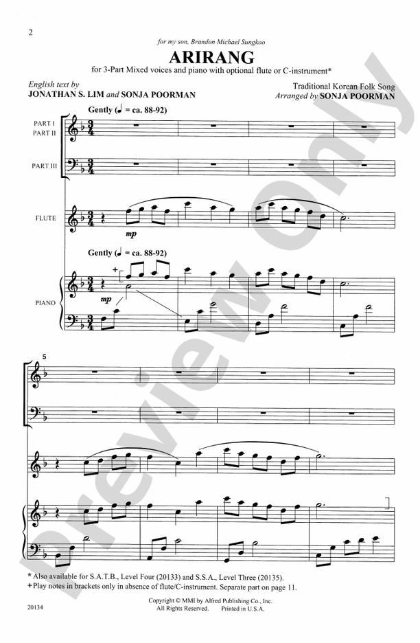 Arirang (Korean Folk Song) – 3-Part Mixed Choral Octavo (Digital Download)