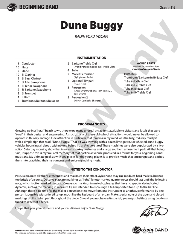 Dune Buggy - Concert Band Conductor Score & Parts (Digital Download)