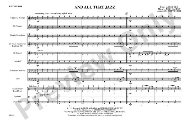 And All That Jazz (from Chicago) – Marching Band Conductor Score & Parts (Digital Download)