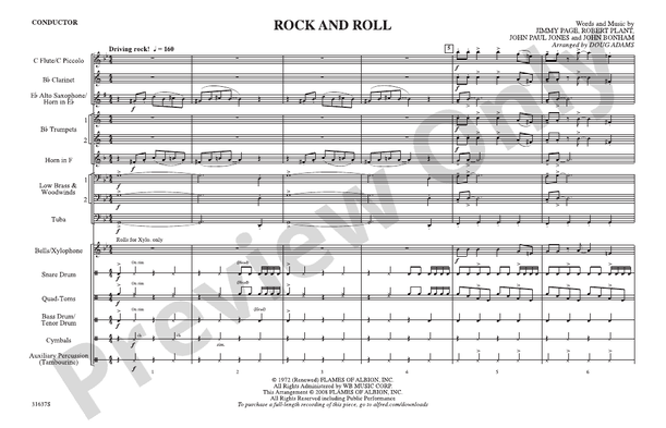 Rock and Roll (Arr. Doug Adams) – Marching Band Conductor Score & Parts (Digital Download)