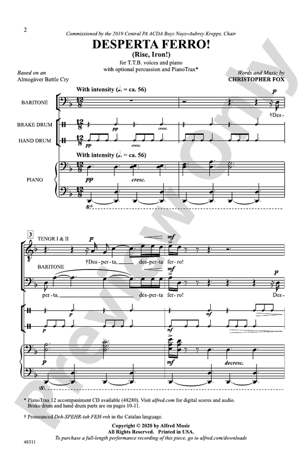 Desperta Ferro! – TTB Choral Octavo (Digital Download)