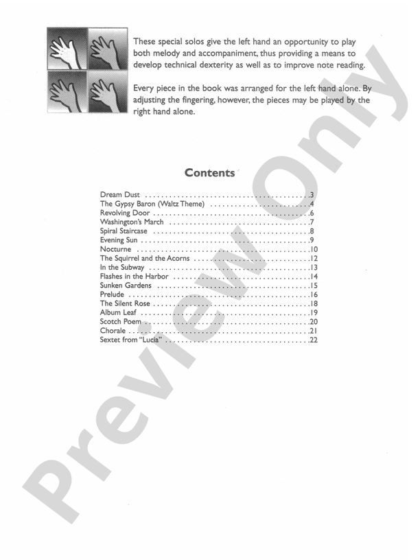 Left-Hand Solos, Book 2 (for left hand alone) - Piano Solo (Digital Download)