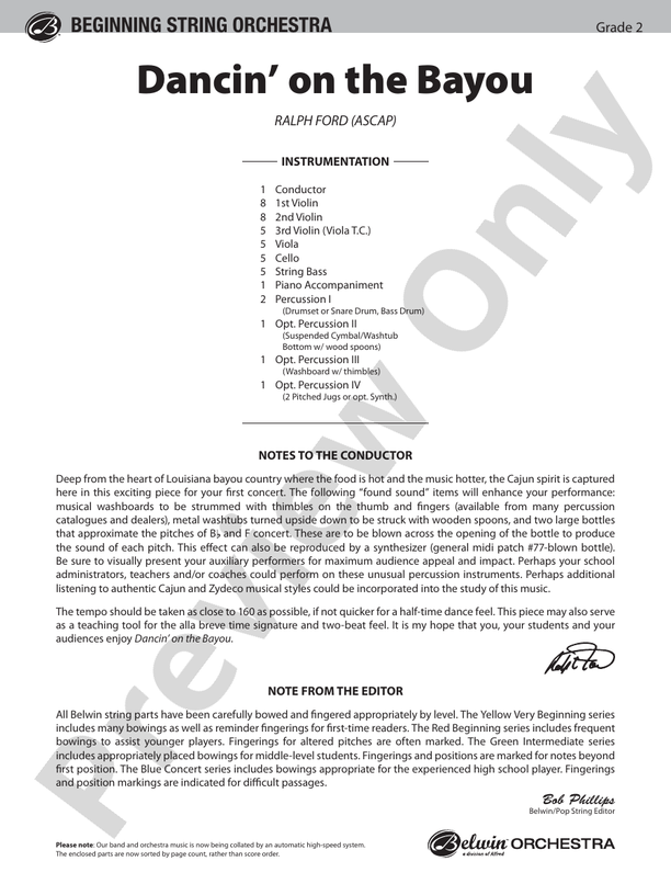 Dancin' on the Bayou – String Orchestra Conductor Score & Parts (Digital Download)