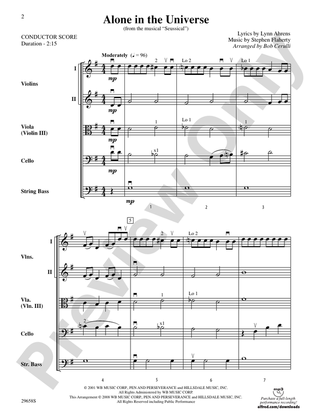 Alone in the Universe (from Seussical the Musical) - String Orchestra Conductor Score & Parts (Digital Download)