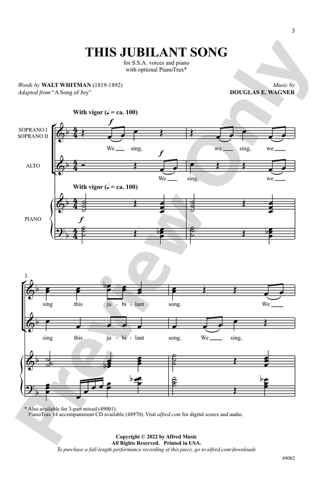 This Jubilant Song - SSA Choral Octavo (Digital Download)