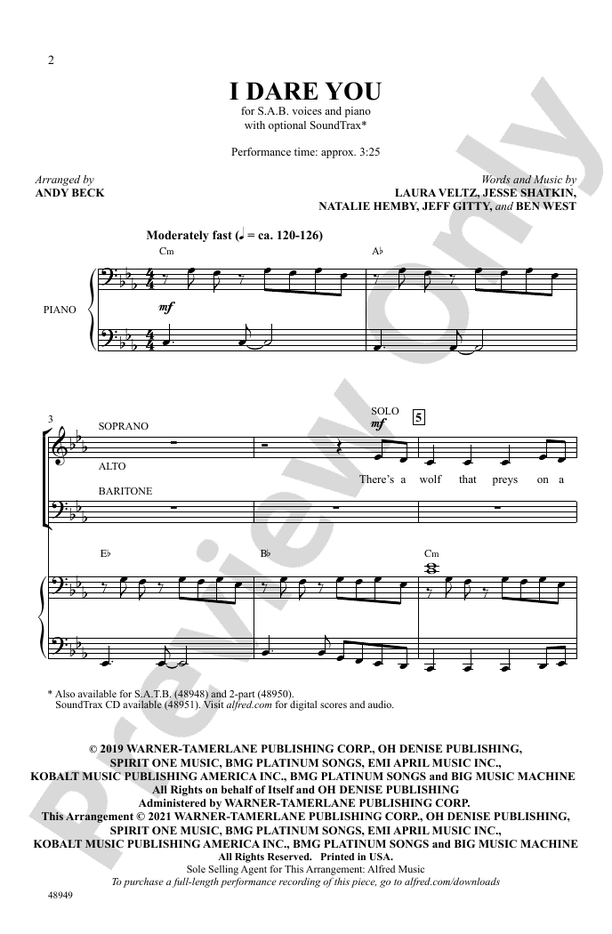 I Dare You – SAB Choral Octavo (Digital Download)