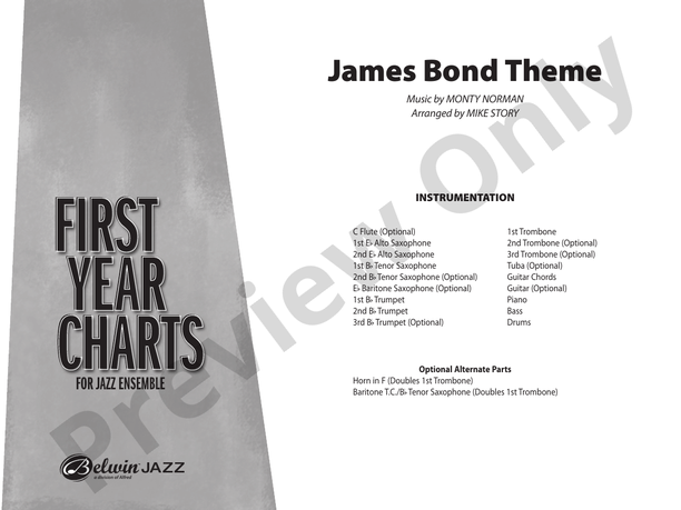 James Bond Theme (Grade 1) - Jazz Ensemble Conductor Score & Parts (Digital Download)