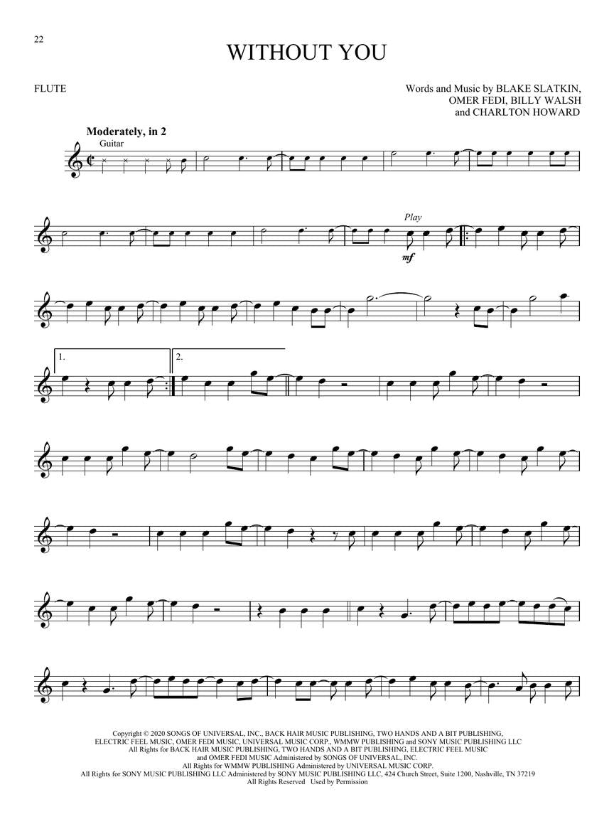 Hit Songs - Flute/Audio Access Online Hal Leonard 374355