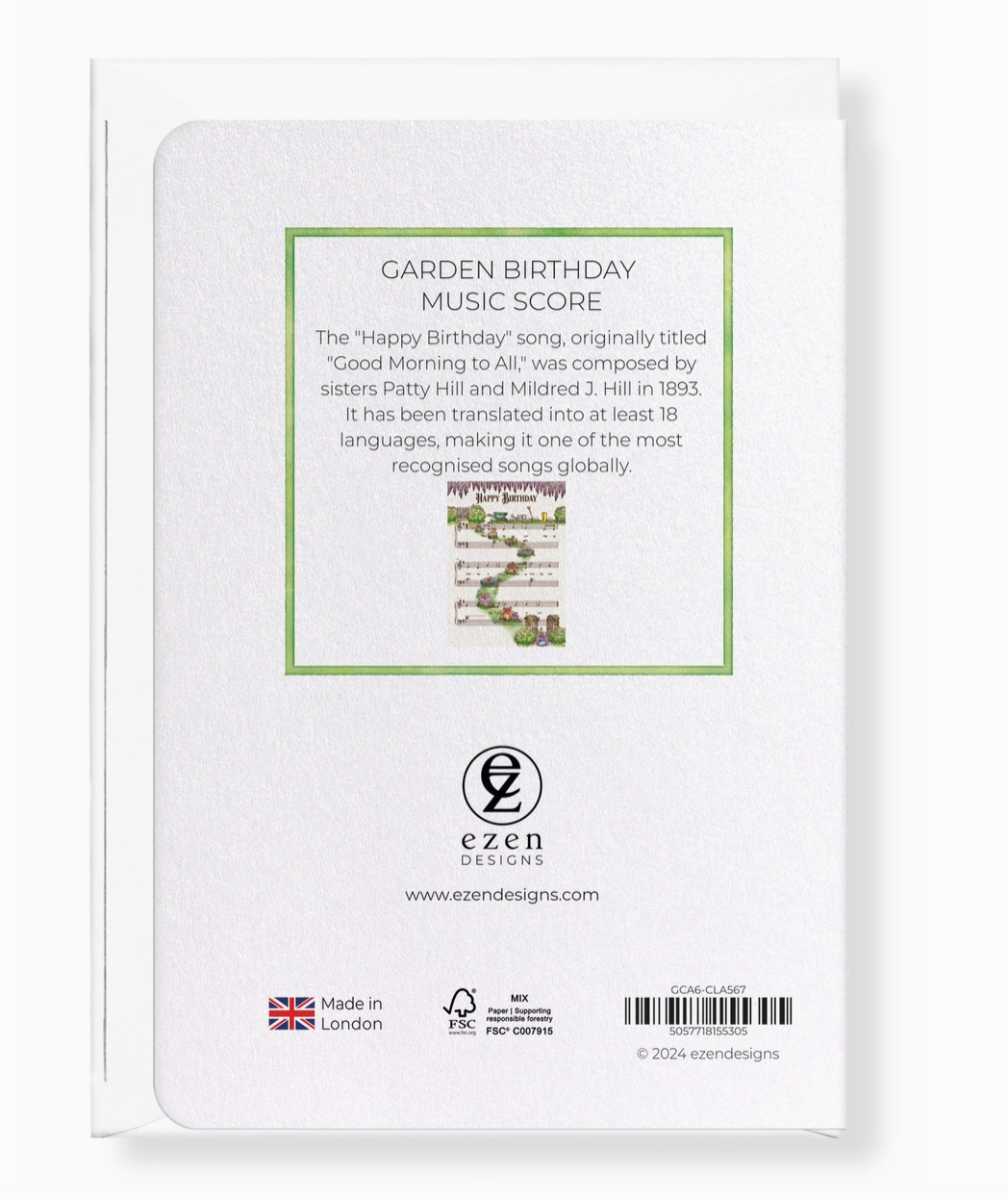 Greeting Card Garden Birthday Music Score: Victorian Greeting