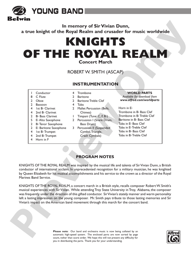 Knights of the Royal Realm (Concert March) - Concert Band Conductor Score & Parts (Digital Download)