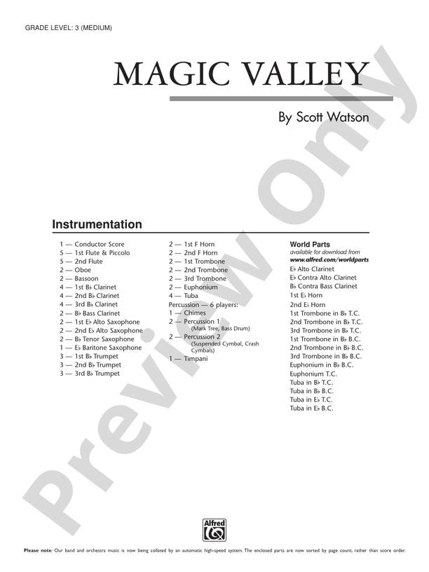 Magic Valley - Concert Band Conductor Score & Parts (Digital Download)
