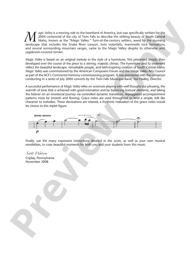 Magic Valley - Concert Band Conductor Score & Parts (Digital Download)
