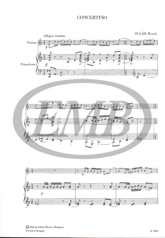 Sugar - Concertino - Violin/Piano Accompaniment EMB Z3235