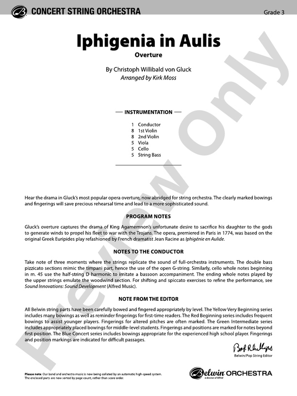 Iphigenia in Aulis - String Orchestra Conductor Score & Parts (Digital Download)
