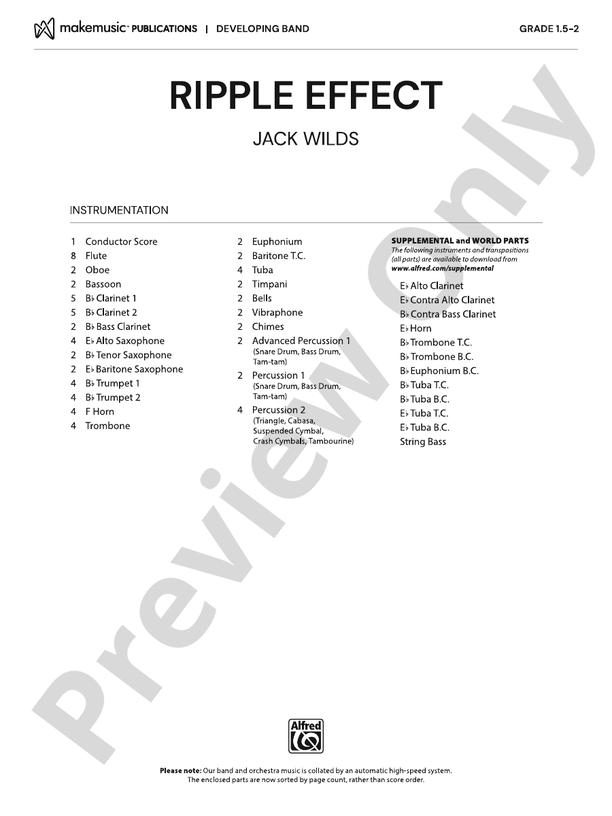 Ripple Effect – Concert Band Conductor Score & Parts (Digital Download)