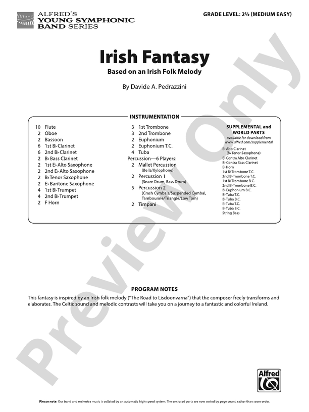 Irish Fantasy - Concert Band Conductor Score & Parts(Digital Download)