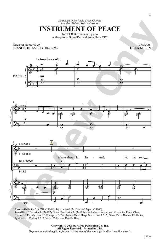 Instrument of Peace – TTBB Choral Octavo (Digital Download)
